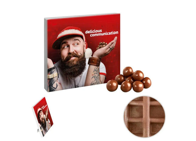 Öko-freundlicher Mini-Adventskalender mit Schokoknusperkugeln, bedruckbar TK Gruppe® Grosshandel 