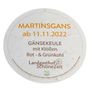 Öko-freundlicher Samenpapier Bierdeckel, Rund – Bedruckt & Biologisch abbaubar TK Gruppe® Grosshandel 