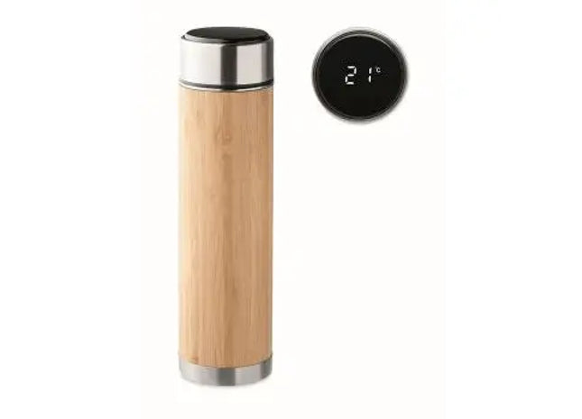 Ökologische 480 ml Thermosflasche PANAY - Holzoptik, isoliert und stilvoll TK Gruppe® Grosshandel 