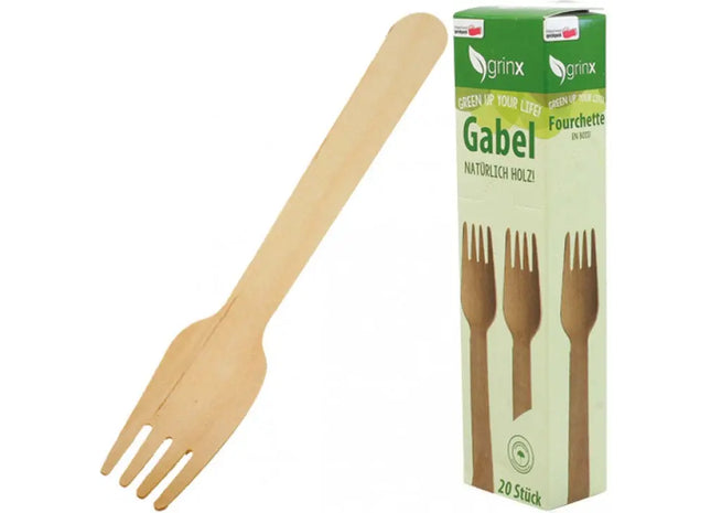 Ökologische Holz-Partygabeln, 15.5cm - Robustes 20er Set für Veranstaltungen TK Gruppe® Grosshandel 