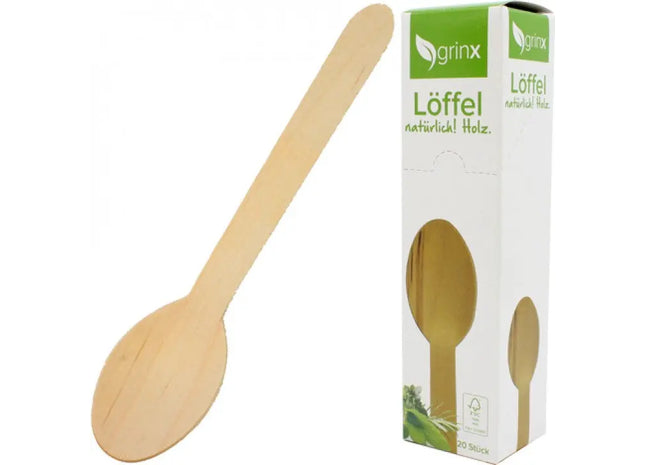 Ökologische Holzlöffel für Partys, 16cm - Nachhaltiges 20er Set für Events TK Gruppe® Grosshandel 