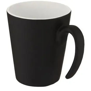 Oli 360 ml Keramikbecher mit Henkel - Weiß-Schwarz, Hochwertiger Becher, Spülmaschinenfest, Stilvolles Design TK Gruppe® Grosshandel 