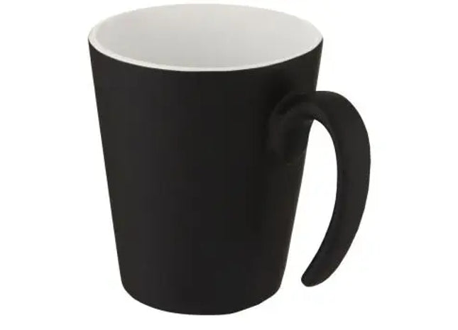 Oli 360 ml Keramikbecher mit Henkel - Weiß-Schwarz, Hochwertiger Becher, Spülmaschinenfest, Stilvolles Design TK Gruppe® Grosshandel 