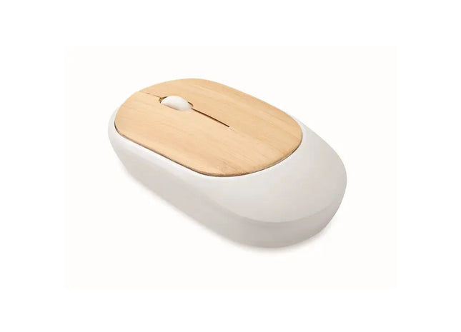 Optische Maus CURVY BAM aus Bambus - Reinweiß TK Gruppe® Grosshandel 