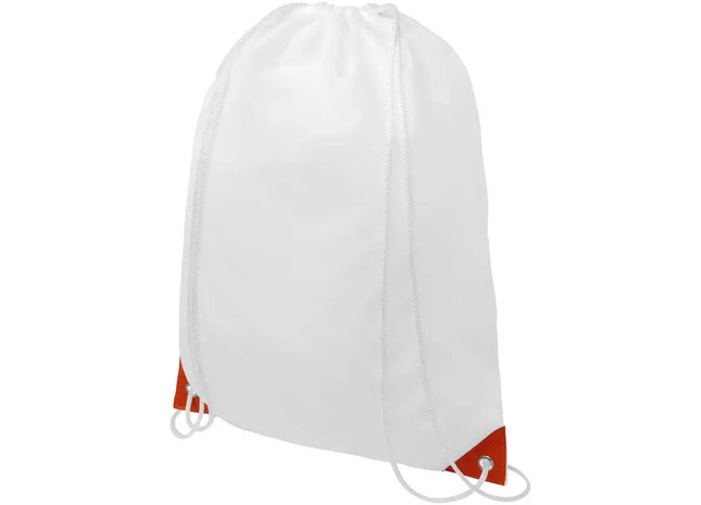 Modischer Oriole Sportbeutel 5L mit farbigen Ecken - Weiß/Orange TK Gruppe® Grosshandel 