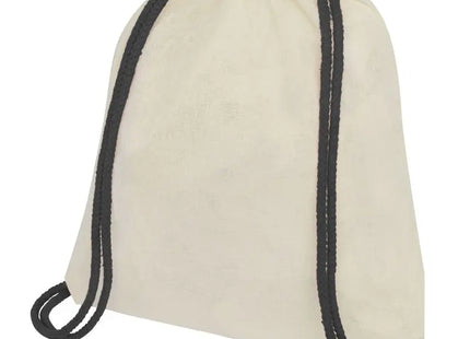 Oregon Baumwoll-Sportbeutel 5L, Natur & Schwarz mit Kordelzug - Eco Chic TK Gruppe® Grosshandel 