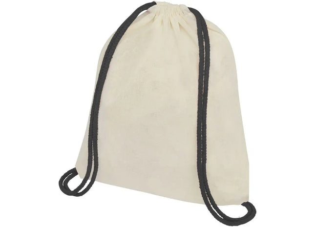Oregon Baumwoll-Sportbeutel 5L, Natur & Schwarz mit Kordelzug - Eco Chic TK Gruppe® Grosshandel 