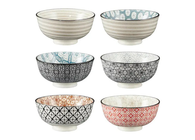 Ornament-Schalen Set, Tief, 6 Stück, Durchmesser ca. 12cm, Dekorative Servierschalen TK Gruppe® Grosshandel 