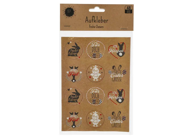 Oster-Aufkleber-Set, 48-teilig - Bunte Festtagsdeko TK Gruppe® Grosshandel 