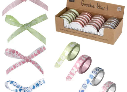 Oster-Geschenkbänder-Set, 4 Stück, 1 cm x 5 m - Bunte Verpackungslösung TK Gruppe® Grosshandel 