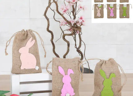 Oster-Geschenkbeutel aus Jute, 6er-Set - Niedliche Säckchen 12x17,5cm TK Gruppe® Grosshandel 