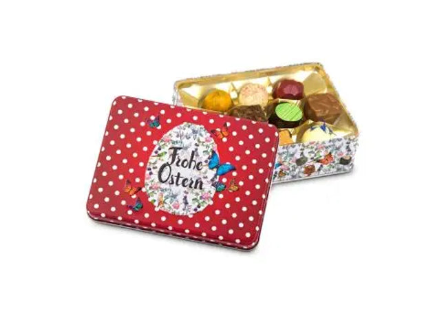 Oster-Pralinendose 125g mit Frohe Ostern Motiv – Schokoladiger Frühlingsgruß TK Gruppe® Grosshandel 