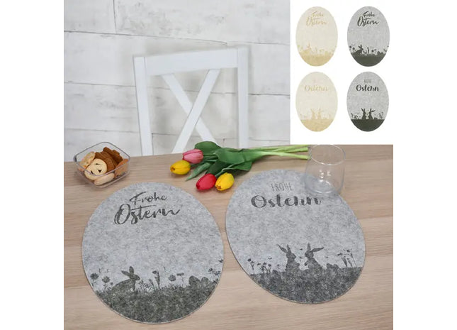 Osterei Tischsets aus Filz, meliert, 28x40cm, 4er-Set - Festliche Tischdekoration TK Gruppe® Grosshandel 