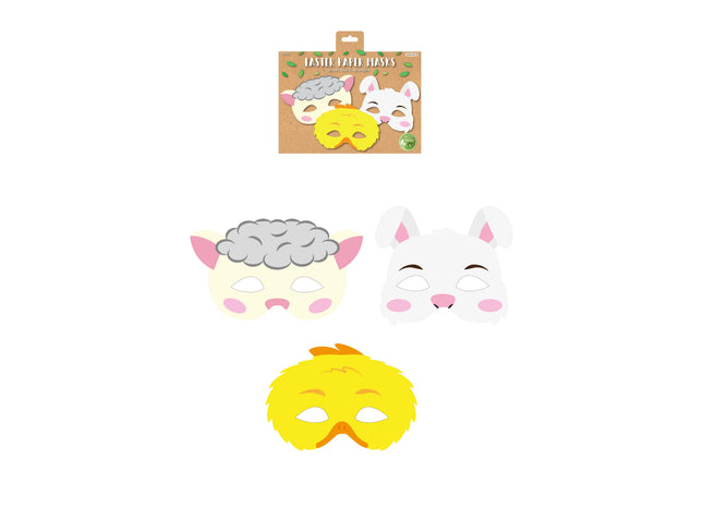 Ostermasken aus Papier – 3 verschiedene Designs, Partygeschenke für Kinder TK Gruppe® Grosshandel 