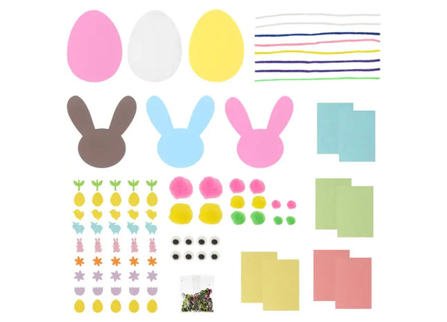 Ostern Bastelpaket, 90-teiliges Kreativset für Festliche Dekorationen TK Gruppe® Grosshandel 