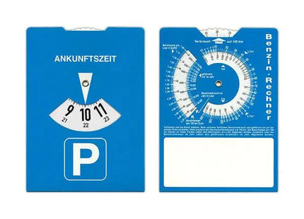 Österreichische Parkscheibe mit Benzinrechner, Blau-Weiß – Praktisch & Innovativ TK Gruppe® Grosshandel 