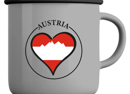 Österreichischer Emaille-Becher - Traditionelles Design, ca. 9 cm Höhe, Robustes Trinkgefäß TK Gruppe® Grosshandel 