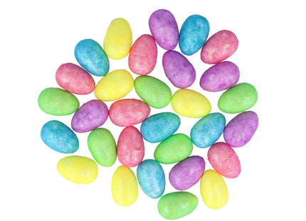 Osterset Glitzerschaum-Eier 3 cm x 2 cm – 5 verschiedene Pastellfarben, Bastelmaterialien für den Frühling TK Gruppe® Grosshandel 