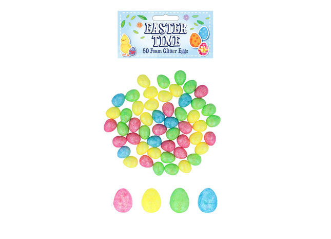 Osterset Schaumstoffeier mit Glitzer 2x1,5 cm – farblich sortiert, dekoratives Bastelset TK Gruppe® Grosshandel 