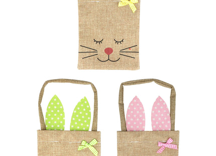 Ostertüte Hase 18,5 cm x 14 cm – Sackleinen, 3 verschiedene Farben, Geschenktüte für Ostern TK Gruppe® Grosshandel 