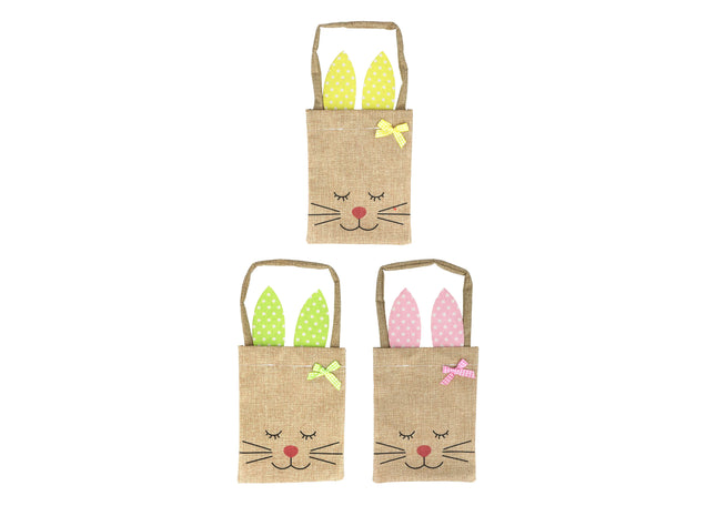 Ostertüte Hase 18,5 cm x 14 cm – Sackleinen, 3 verschiedene Farben, Geschenktüte für Ostern TK Gruppe® Grosshandel 