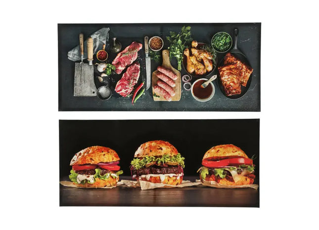 Outdoor Canvas Bilder BBQ, 2er-Set, 80x35 cm – Grill-Wandkunst | Stilvolle Outdoor-Deko TK Gruppe® Grosshandel 