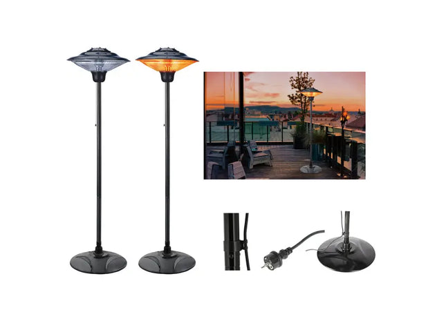 Outdoor Heizpilz mit Sockel, ca. 200cmH, 1500W - Genießen Sie gemütliche Abende auf Ihrer Terrasse TK Gruppe® Grosshandel 
