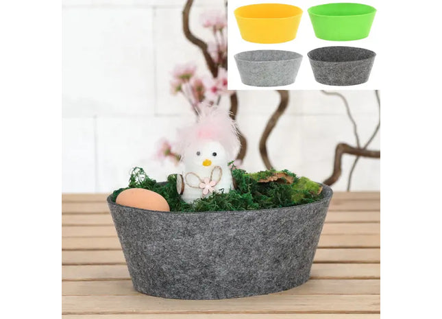 Ovale Filz Osterkörbe | Set aus 4 | Frühlingsdeko | Ca. 23cm x 20cm | Festliche Aufbewahrung TK Gruppe® Grosshandel 
