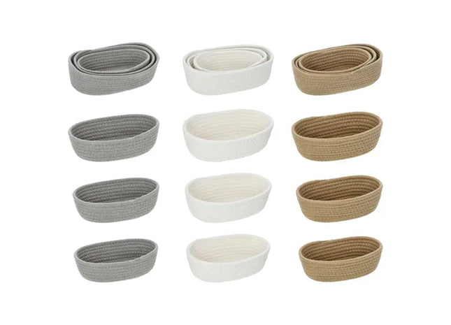 Ovale Flechtkörbe zur Aufbewahrung, 3er-Set, Vielseitig TK Gruppe® Grosshandel 