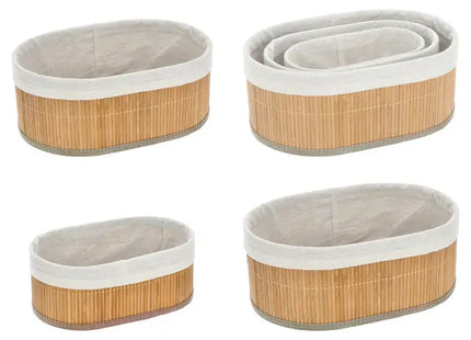 Ovaler Aufbewahrungskorb, Bambus, 3er-Set – Nachhaltige, robuste Organizer für Zuhause TK Gruppe® Grosshandel 
