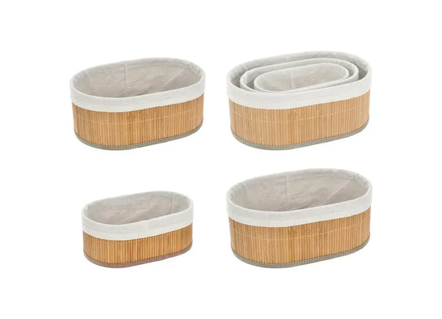 Ovaler Aufbewahrungskorb, Bambus, 3er-Set – Nachhaltige, robuste Organizer für Zuhause TK Gruppe® Grosshandel 