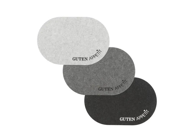 Ovales Tischset aus Filz - Guten Appetit Design, 3er Set, 45x30cm, Stilvoll & Robust TK Gruppe® Grosshandel 