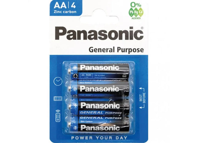 PANASONIC R6 Mignon AA Batterien, 4er-Pack auf Karte - Zuverlässige Langzeitenergie TK Gruppe® Grosshandel 
