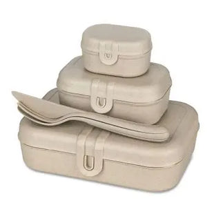 PASCAL READY Mahlzeit-Set - Bento-Box mit Besteck in Naturwüstensand, Ideal für Unterwegs TK Gruppe® Grosshandel 
