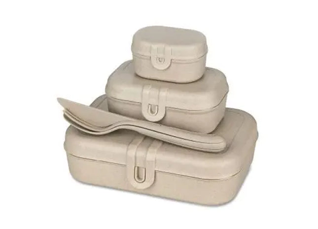 PASCAL READY Mahlzeit-Set - Bento-Box mit Besteck in Naturwüstensand, Ideal für Unterwegs TK Gruppe® Grosshandel 