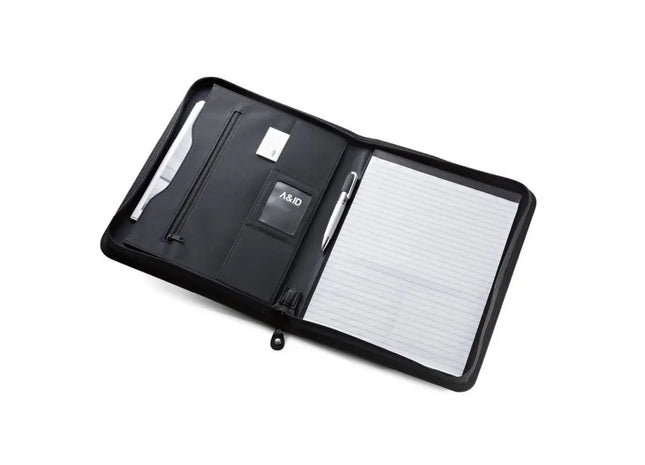 PASZO A4 Schreibmappe aus PU und Mikrofaser mit liniertem Schreibblock - Schwarz TK Gruppe® Grosshandel 