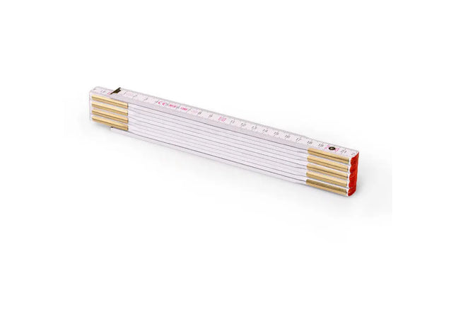 PERFECT 10 Holzmaßstab, 2m, mit Stahlfedern in Weiß – Robust & Präzise TK Gruppe® Grosshandel 