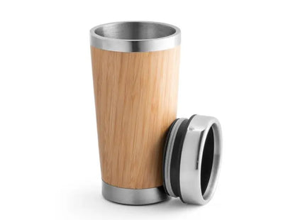 PIETRO Bambus & Edelstahl Reisebecher 500 ml in Natur – Öko-Chic & Funktional TK Gruppe® Grosshandel 