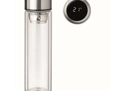 POLE GLASS Transparente Flasche 390 ml mit LED Anzeige, Innovativ & Nützlich TK Gruppe® Grosshandel 