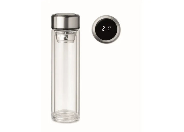 POLE GLASS Transparente Flasche 390 ml mit LED Anzeige, Innovativ & Nützlich TK Gruppe® Grosshandel 
