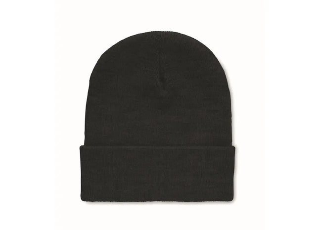 POLO RPET Beanie mit Umschlag in Schwarz – Stilvoll & Umweltfreundlich TK Gruppe® Grosshandel 
