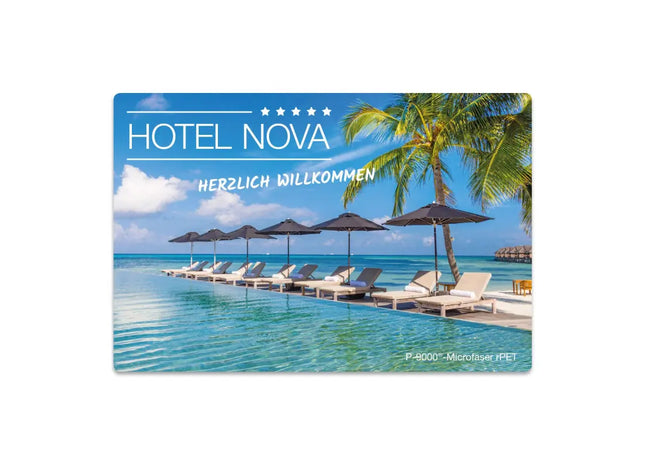 POLYCLEAN rPET Mikrofaser Displaytuch 30x20 cm mit individuellem Digitaldruck TK Gruppe® Grosshandel 