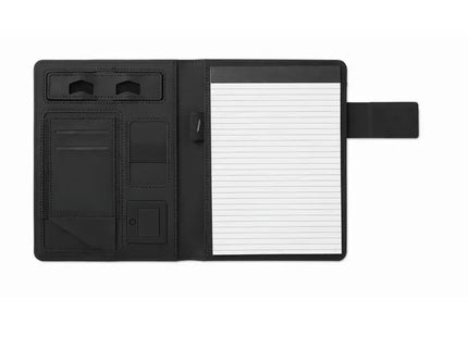 POWERNOTY Schwarzes DIN A5 Portfolio mit integrierter Powerbank TK Gruppe® Grosshandel 