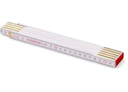 PROFI 10 Holz-Zollstock mit Stahlfedern und verdeckten Nieten - 2m - weiß Präzise & langlebig TK Gruppe® Grosshandel 