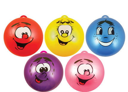 PVC-Kugel 23 cm, 80 g – Smelly Smile Face mit Haken, 5 sortierte Farben TK Gruppe® Grosshandel 