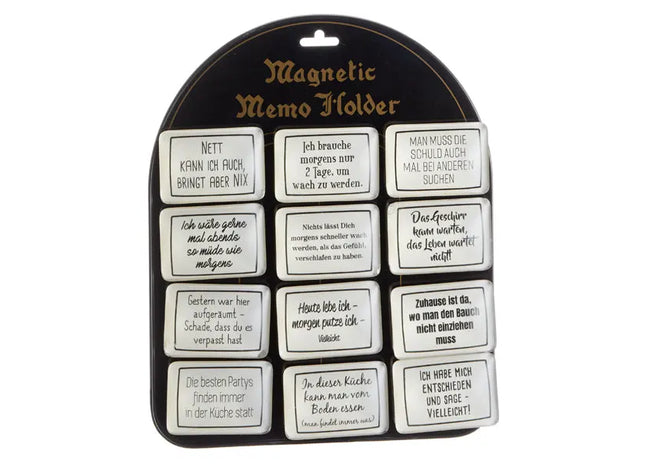 Packung mit 12 dekorativen Magneten mit inspirierenden Sprüchen, ca. 5x7 cm – Ideal für Pinnwand TK Gruppe® Grosshandel 
