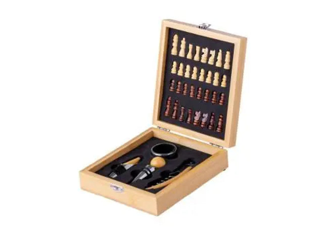 Paluk Kombi-Set: Schach und Wein - Naturholz, Unterhaltsam und Funktionell TK Gruppe® Grosshandel 