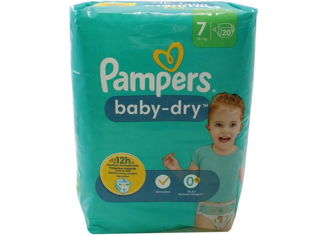 Pampers Baby Dry Größe 7 Extra Large (15+ kg), 20er Pack: Rundum-Trockenschutz TK Gruppe® Grosshandel 
