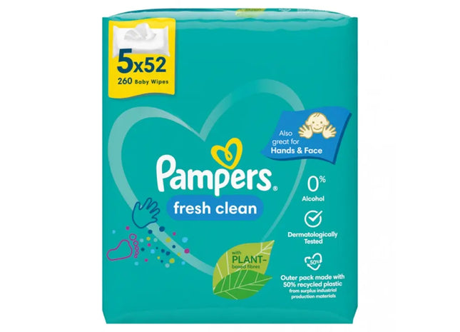 Pampers Fresh Feuchttücher, 5x52 Multipack: Erfrischend & Sanft für die Haut TK Gruppe® Grosshandel 