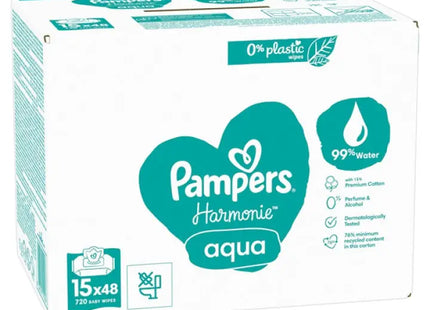 Pampers Moist Towelettes Aqua 15 Packs of 48 - Hygienic Baby Wipes for Clean & Fresh Skin TK Gruppe® Grosshandel 